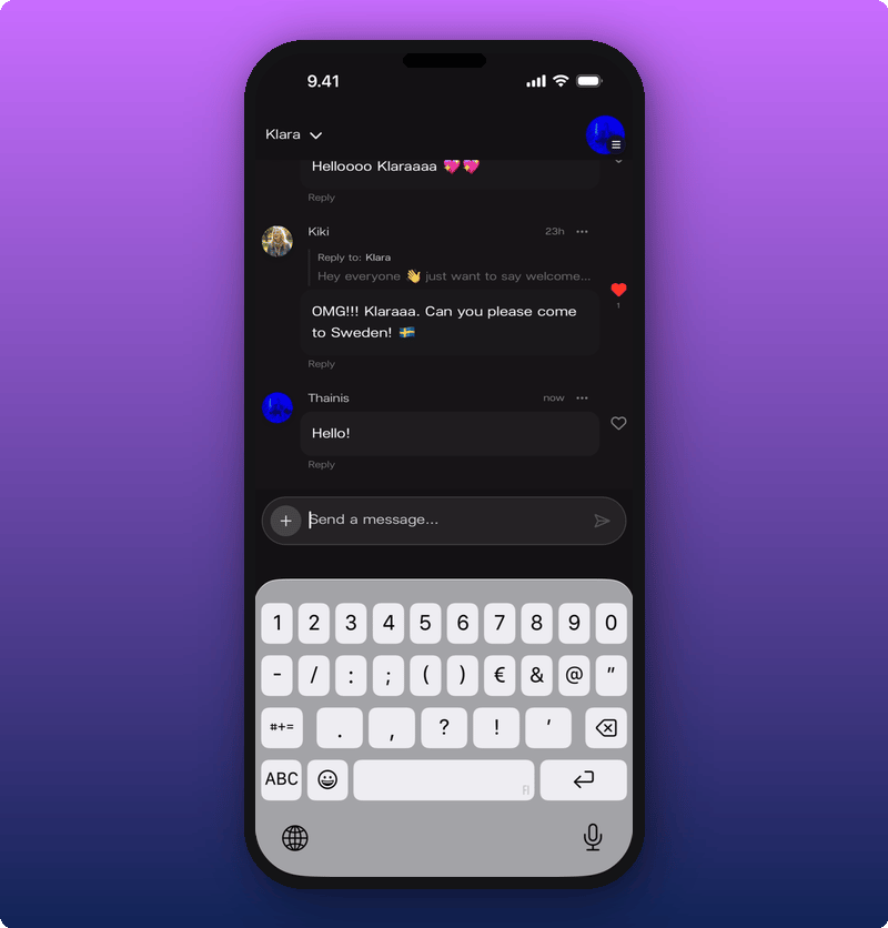 The message box with the attachment button visible