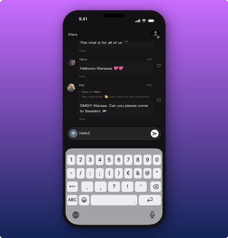 The message box with a message being typed
