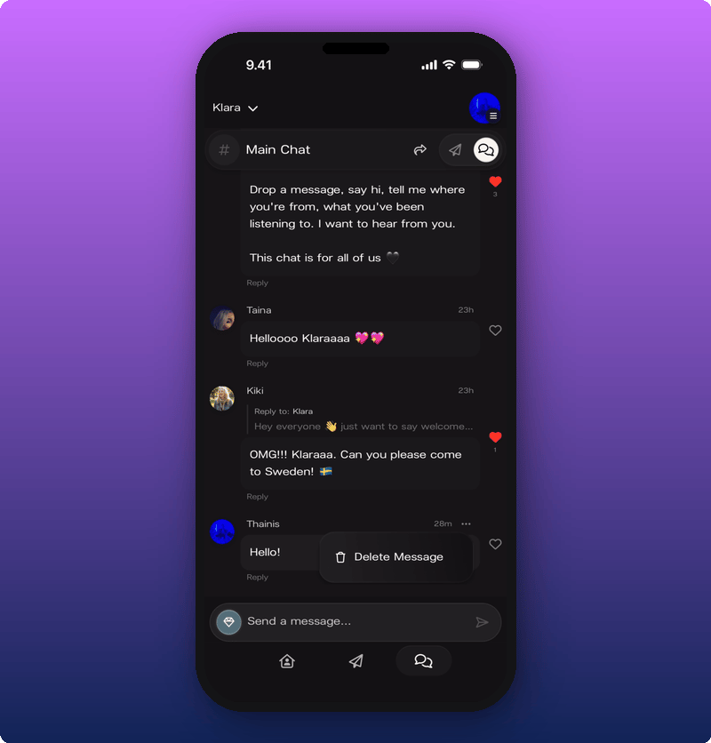 The Delete Message option on your own message