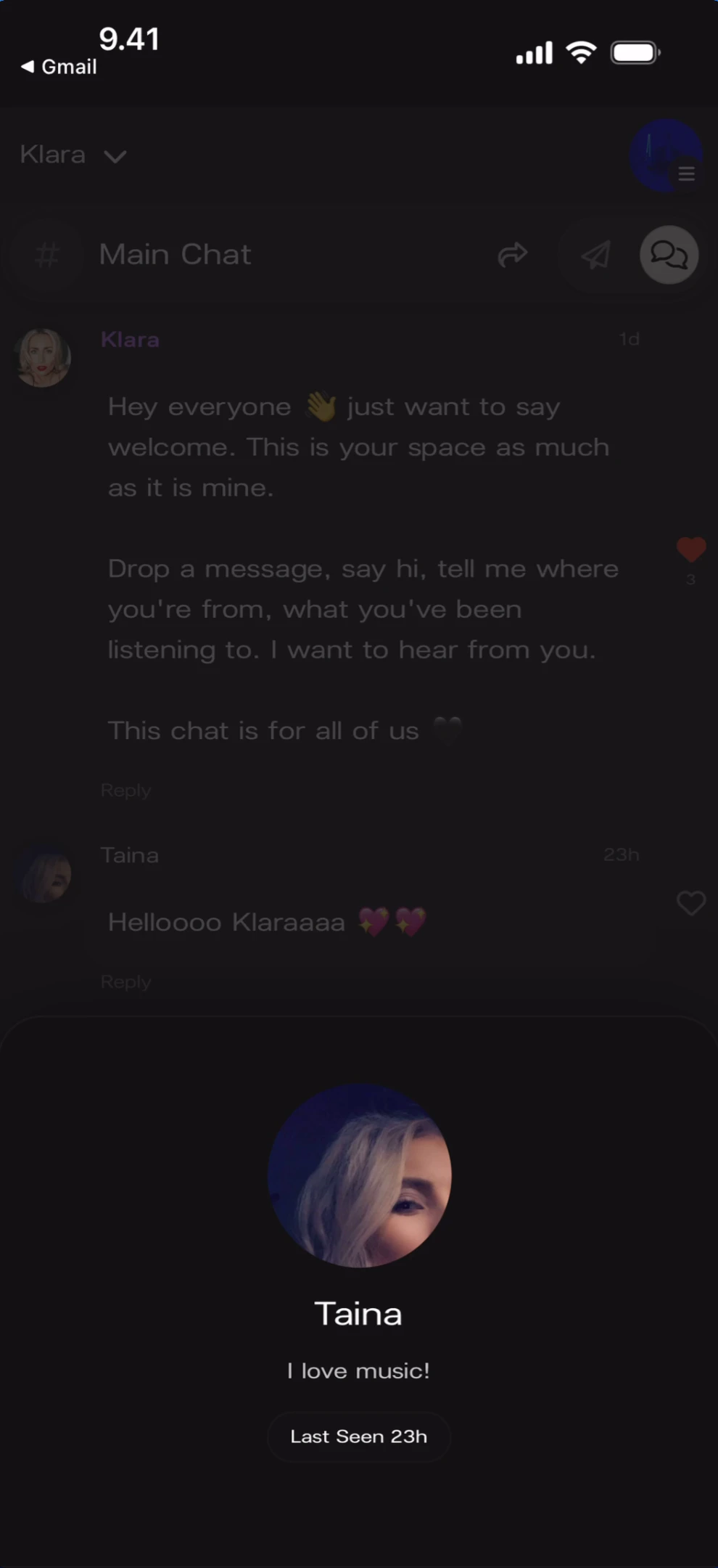 Member profile card with bio