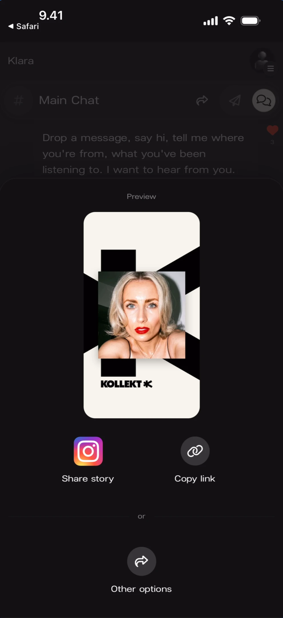 Share sheet from chat