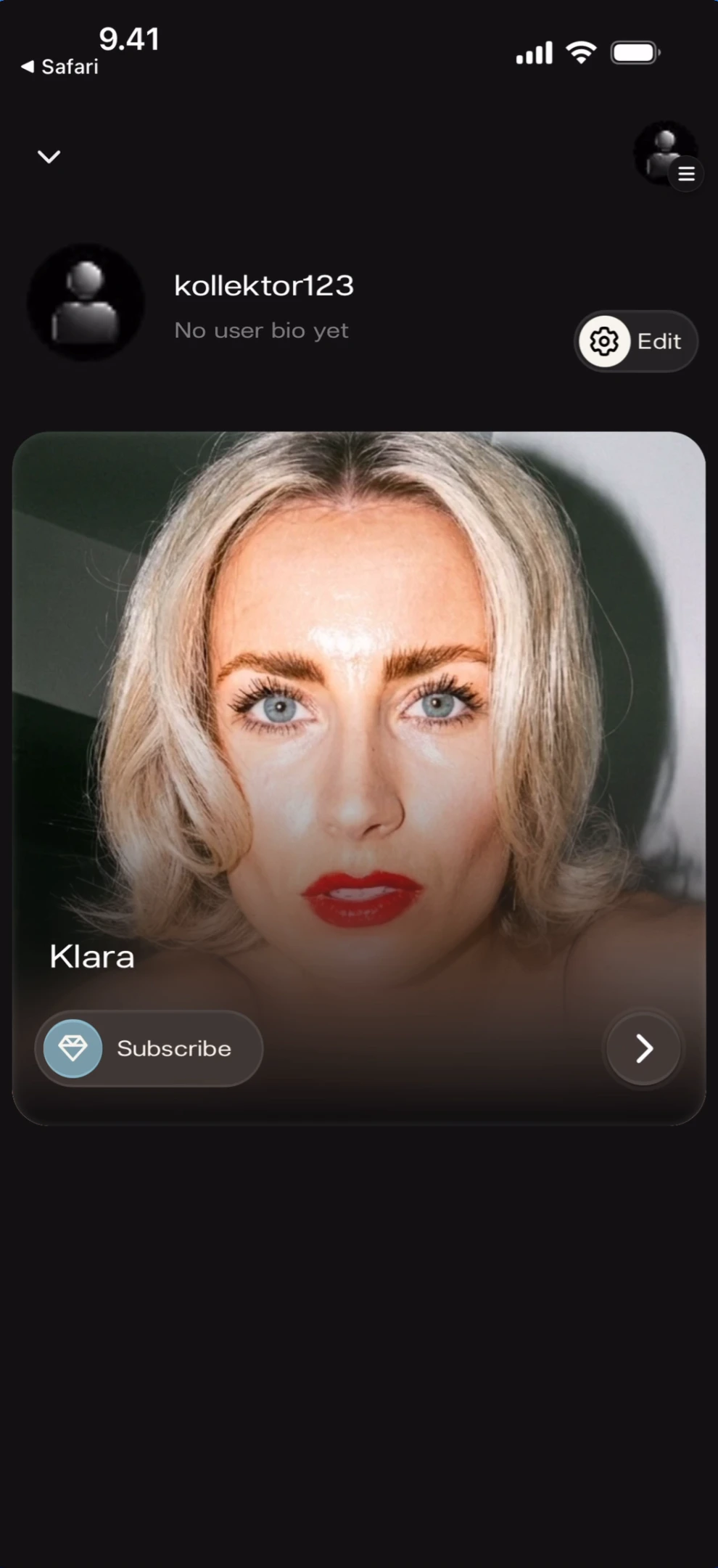 Home feed with one artist