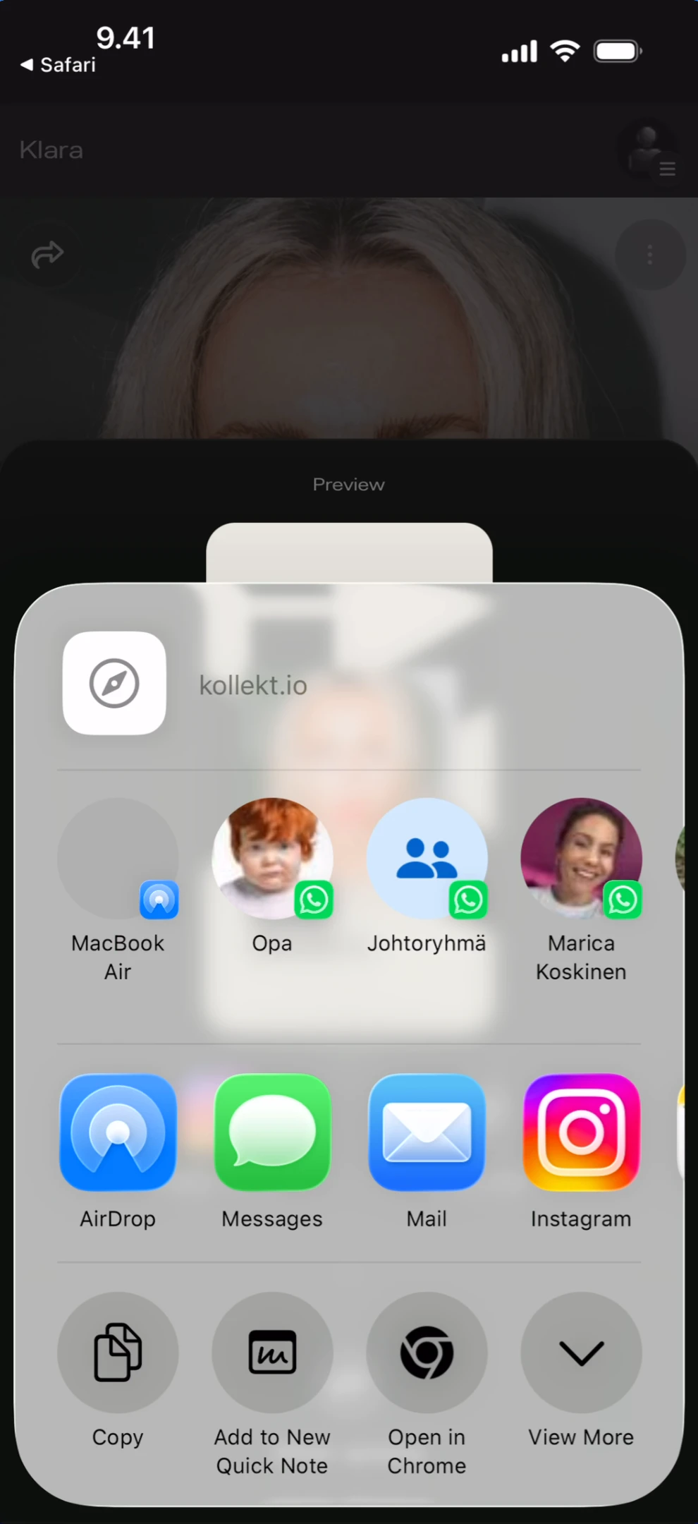iOS native share sheet