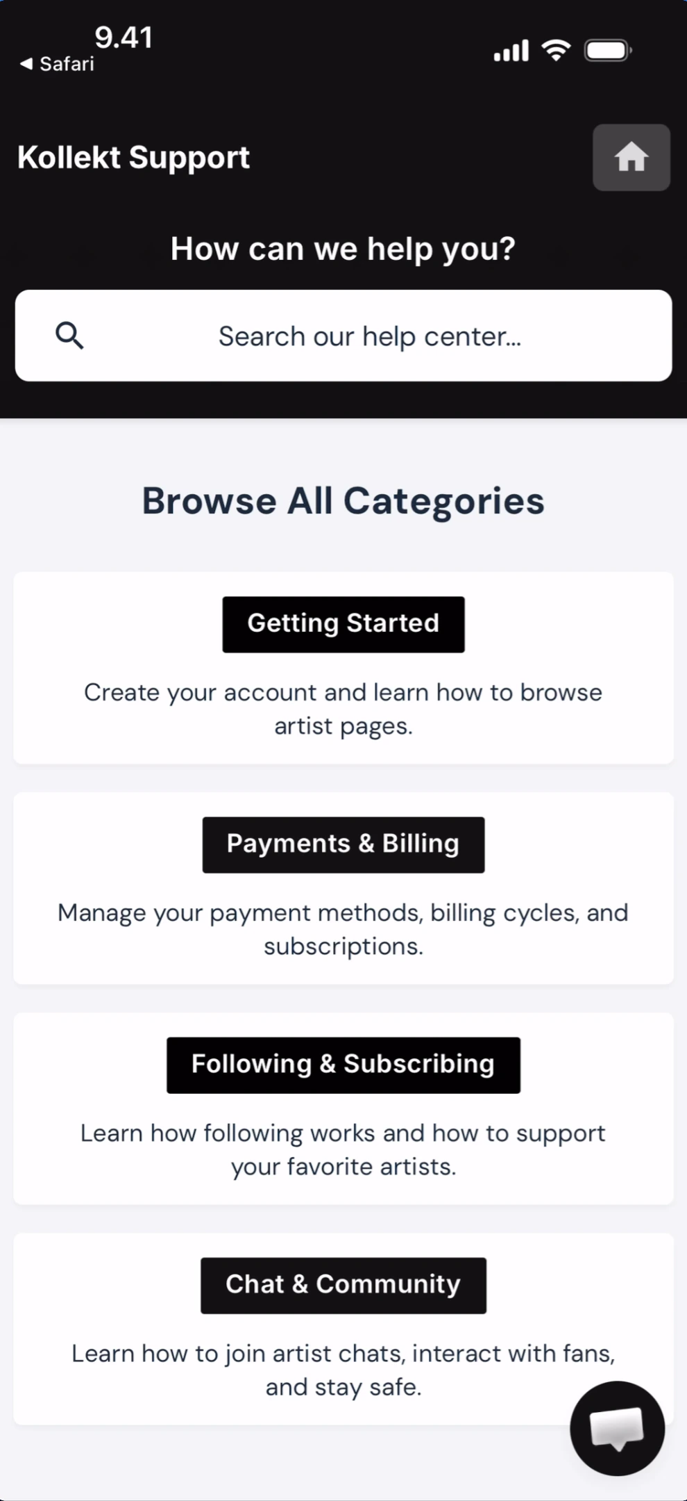 Kollekt Support help center