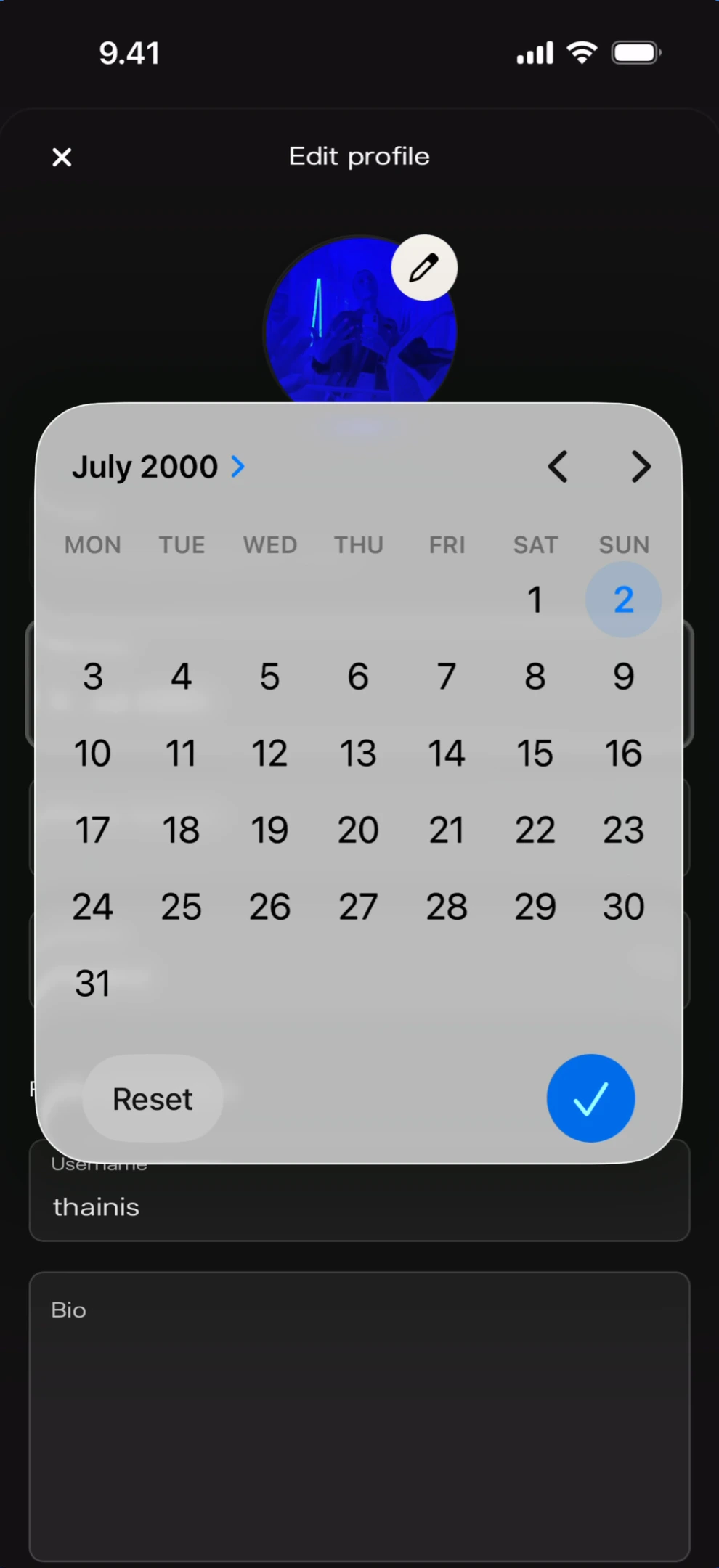 Birthday calendar picker