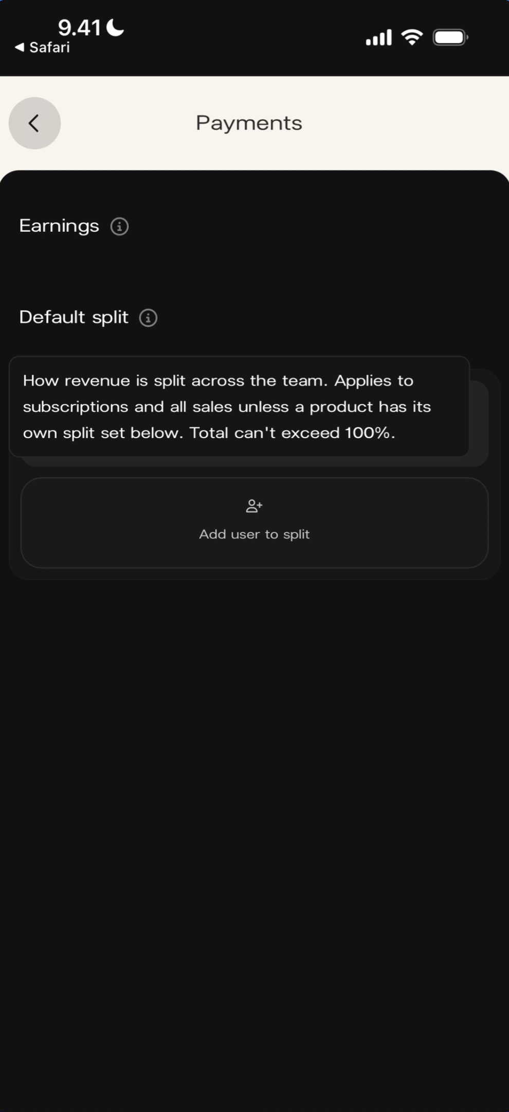 Default split info tooltip