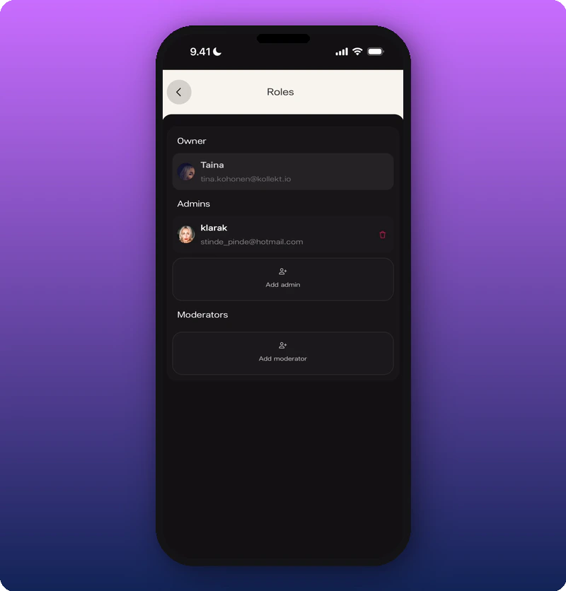 Roles screen with all tiers