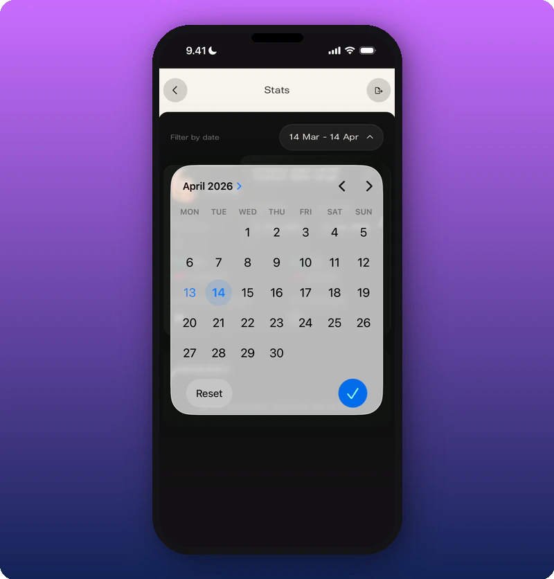 Stats overview screen