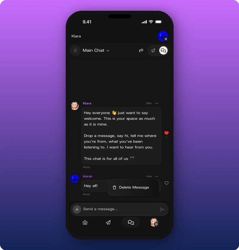 Delete message option
