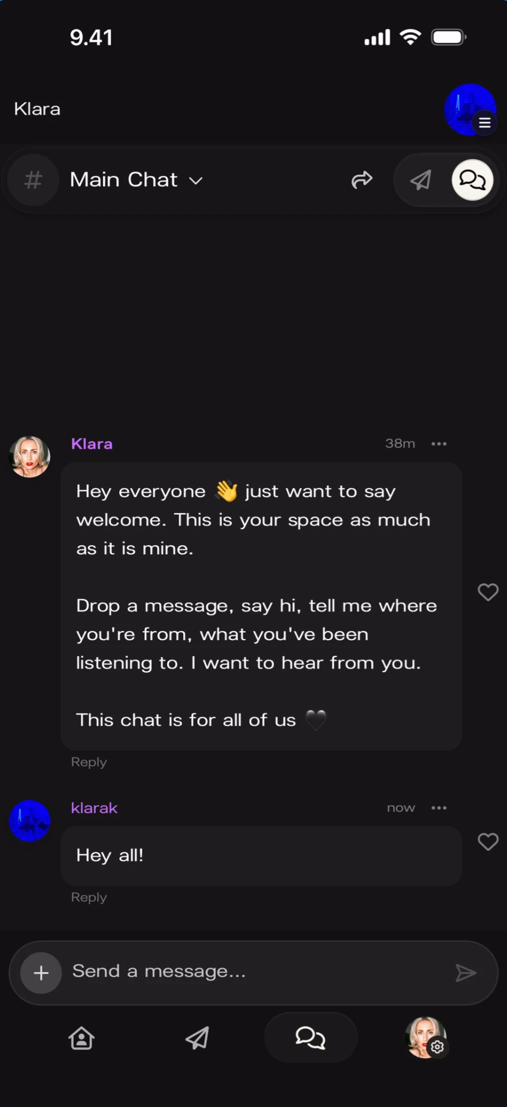 Message sent from personal account