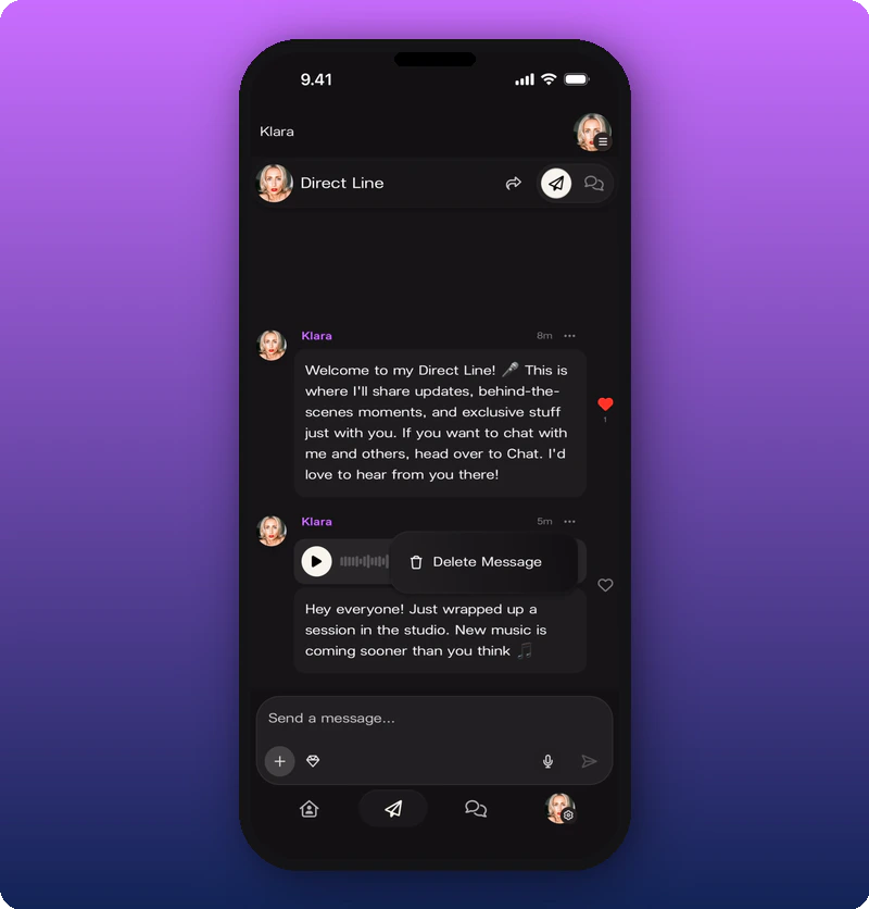 Delete message option
