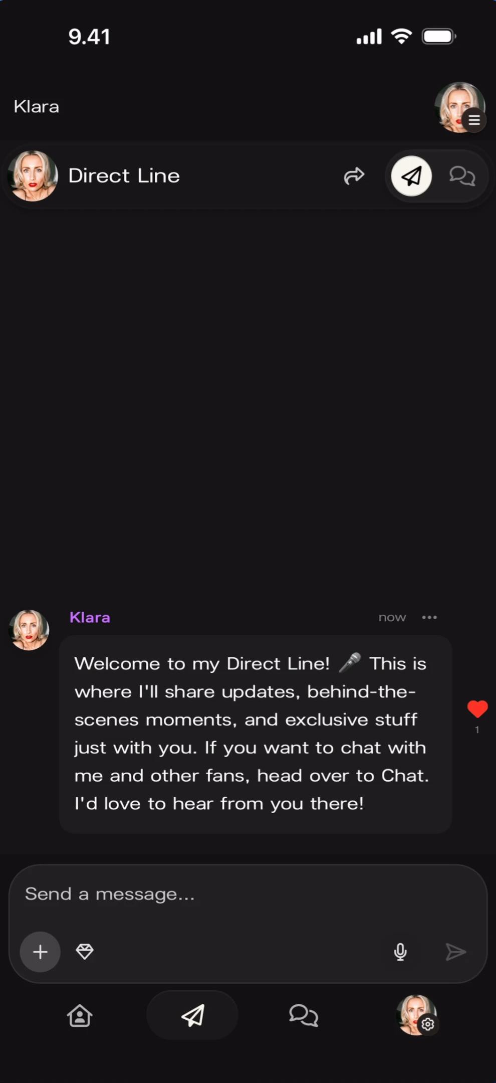 Single text message in feed