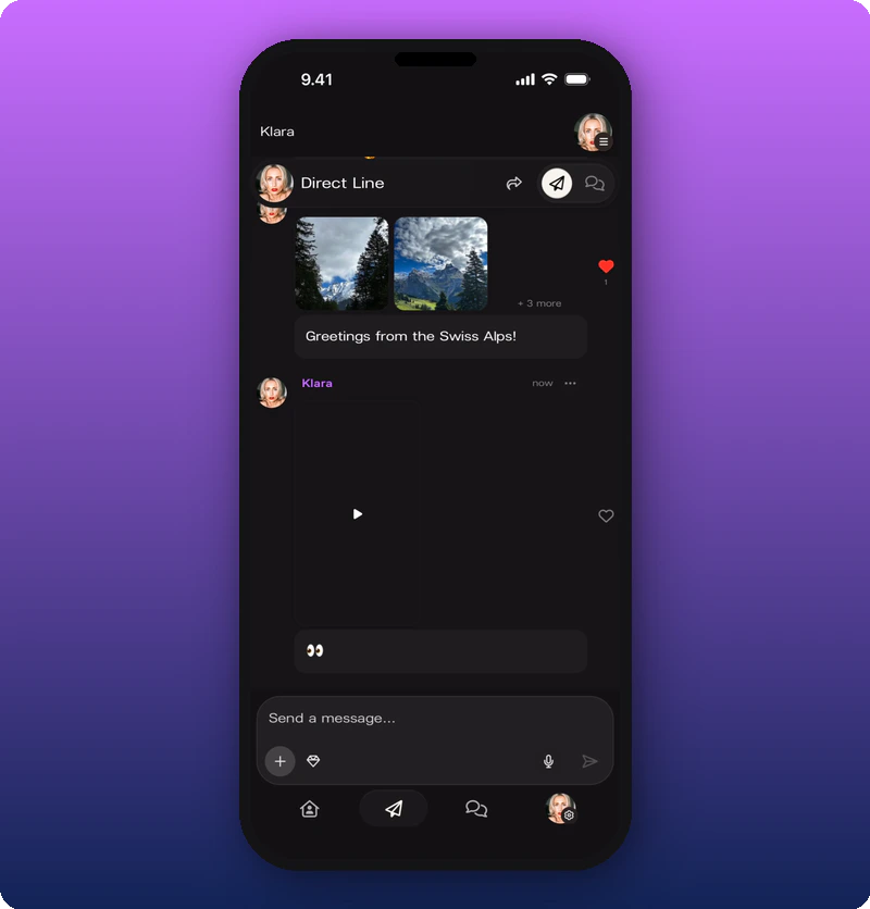 Video message in feed