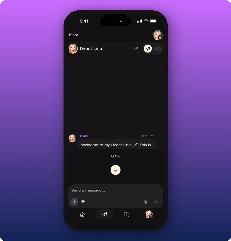 Voice message recording in progress