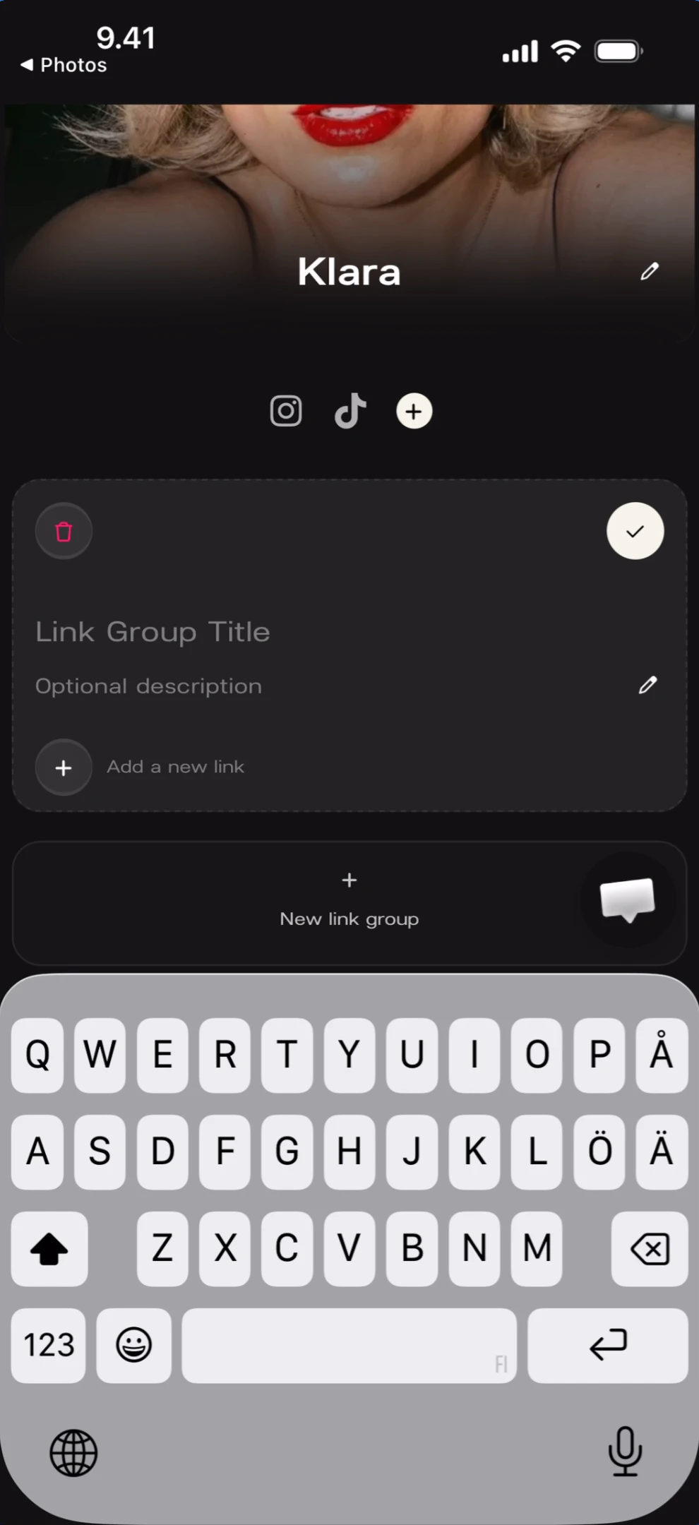 Link groups with empty link fields