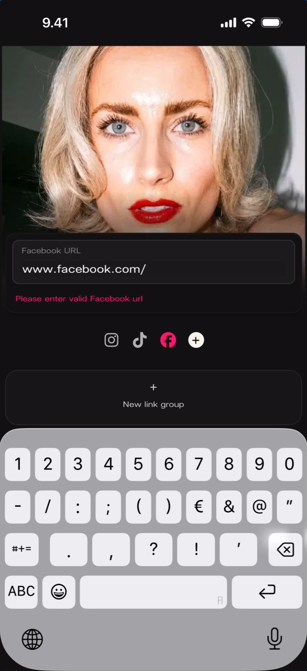 Social URL validation error