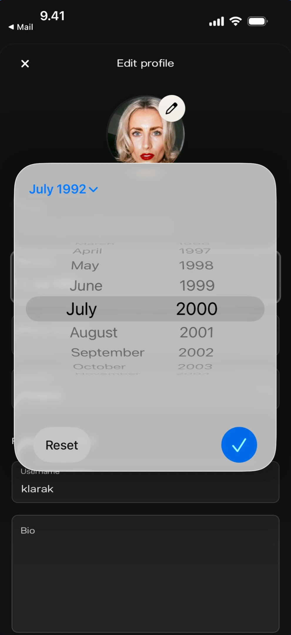Birthday date picker