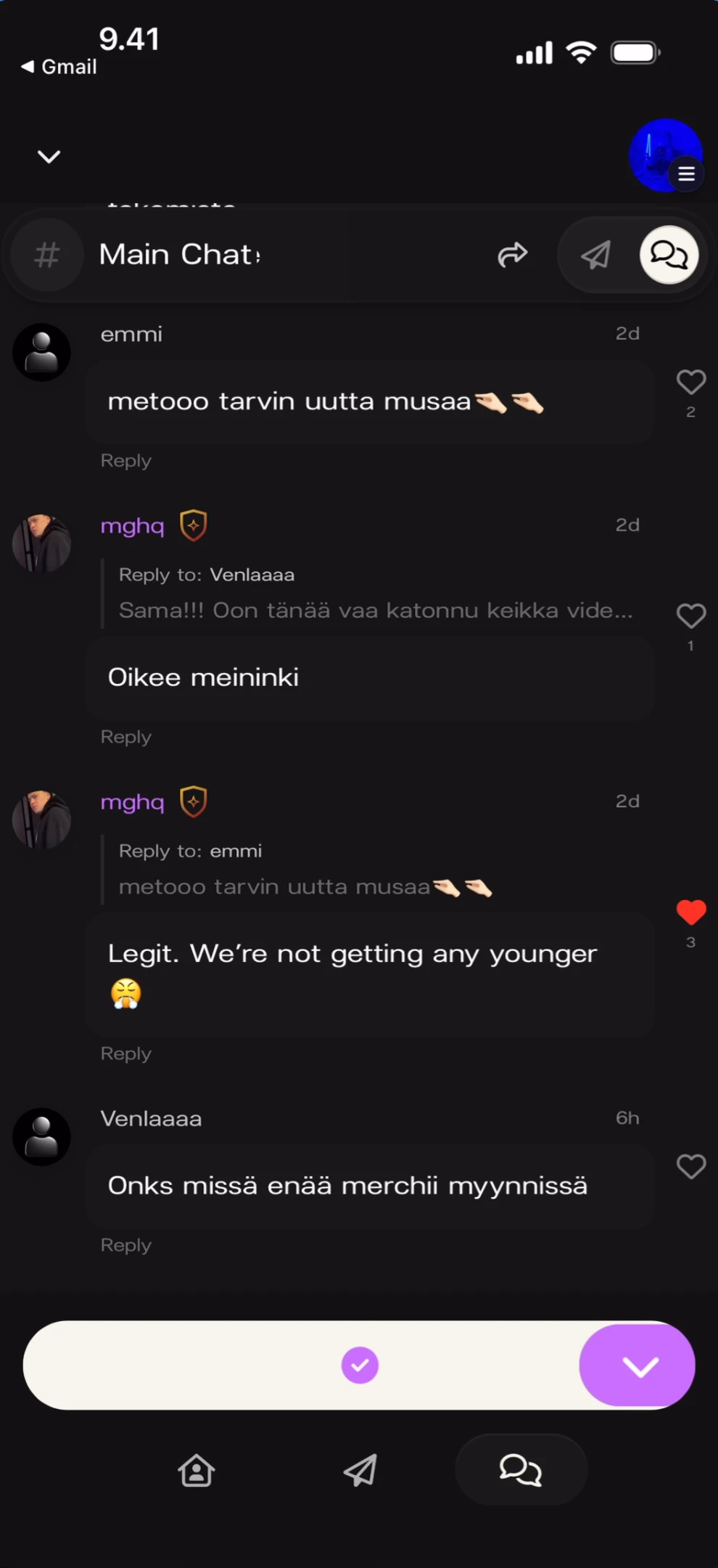 Community comments visible before joining