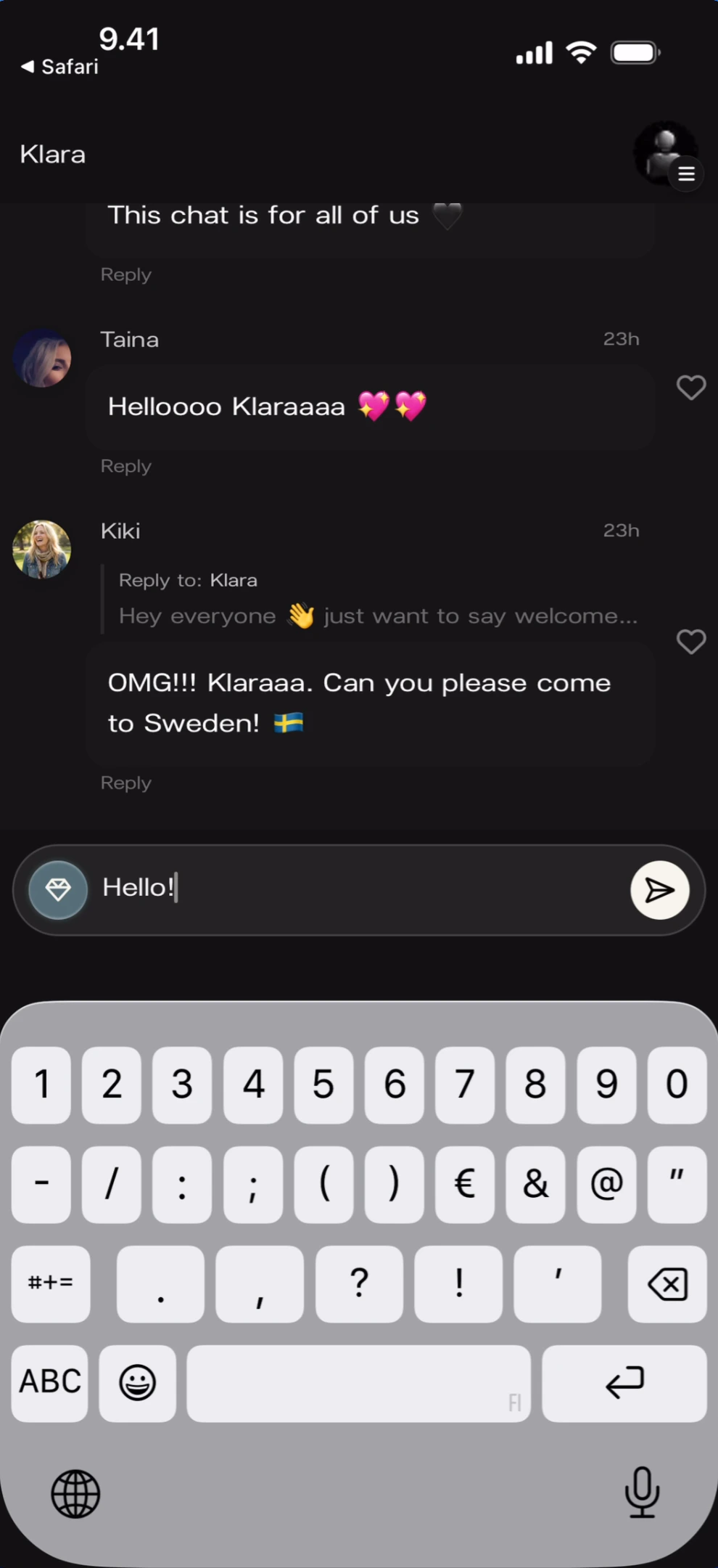 Composer with keyboard open