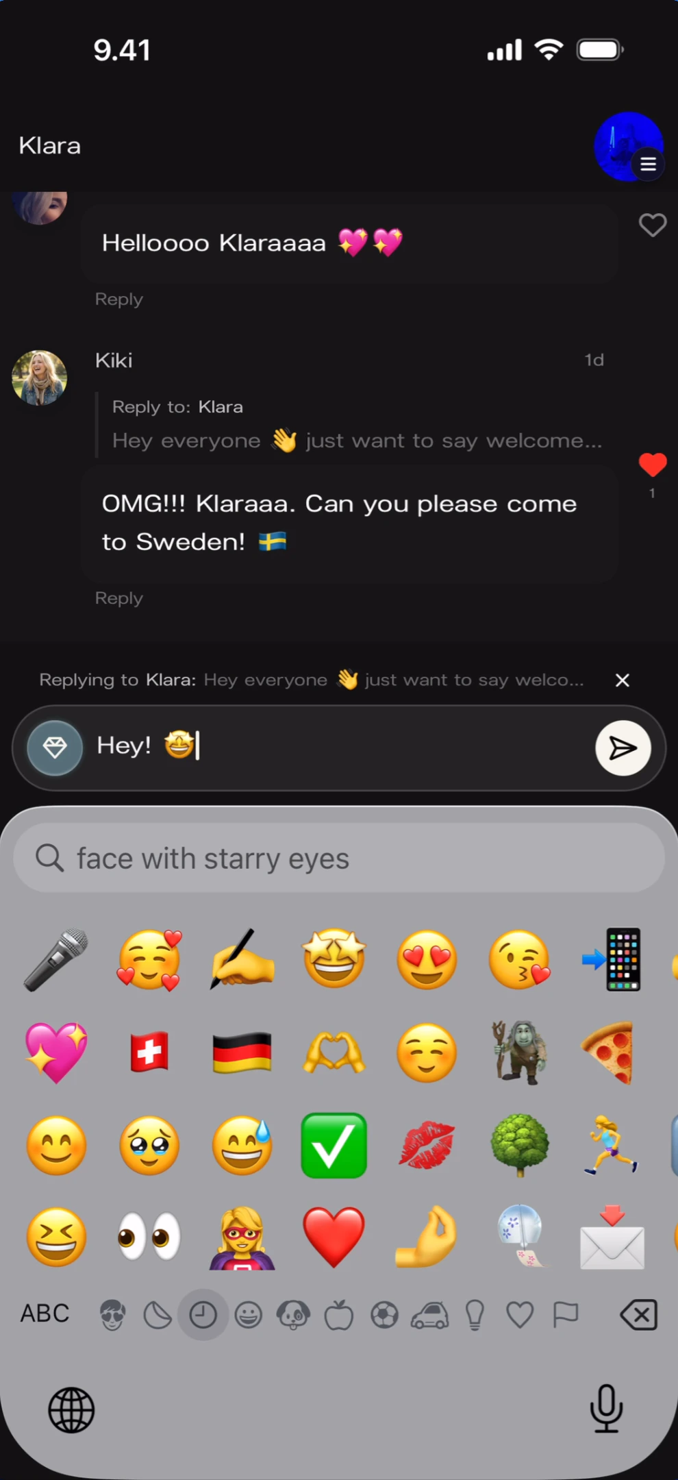 Reply composer with emoji picker