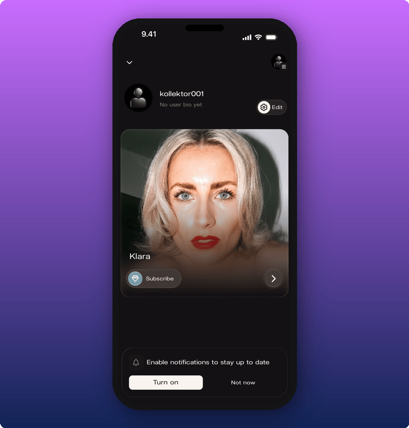 Notification banner on the fan home screen