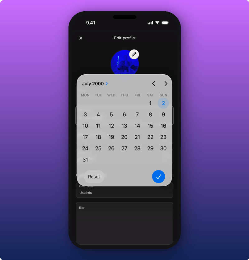 The birthday calendar picker