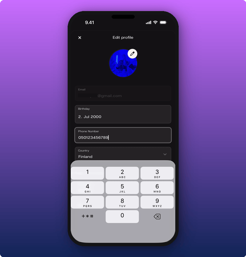 Typing a phone number