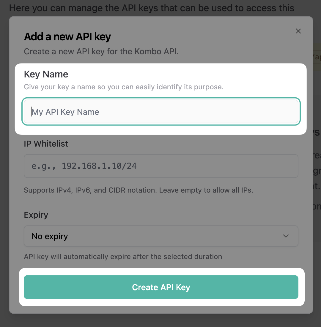 Create API key