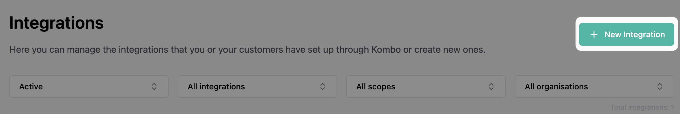 Click on new integration