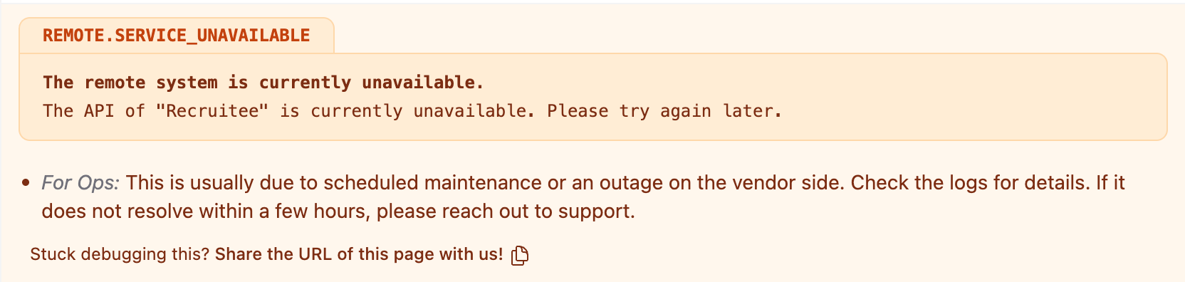 Temporary remote tool error