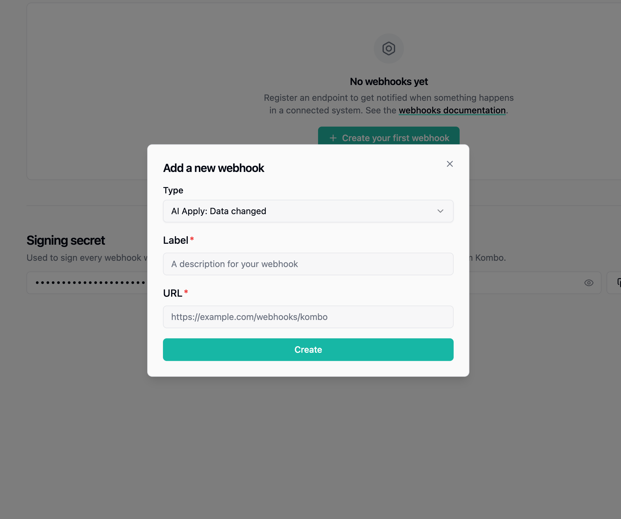 Creating the AI Apply data-changed
webhook