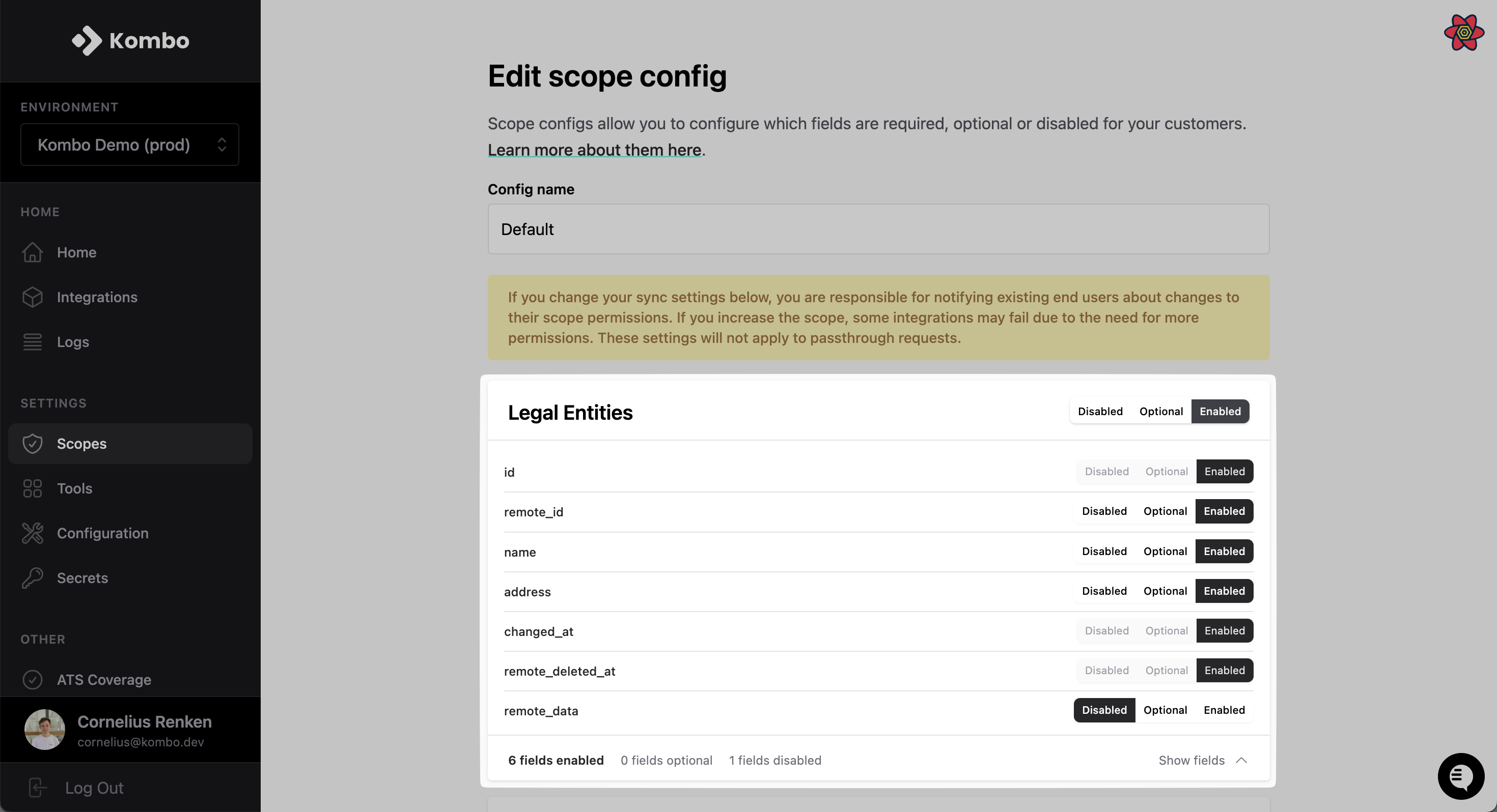 Editing scope config