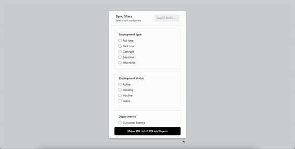 Filtering UI