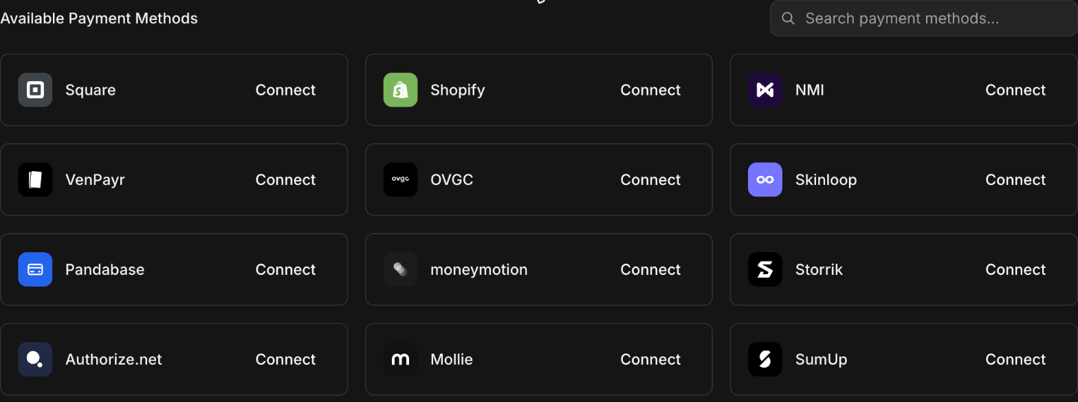 Skinloop under Available Payment Methods in Komerza