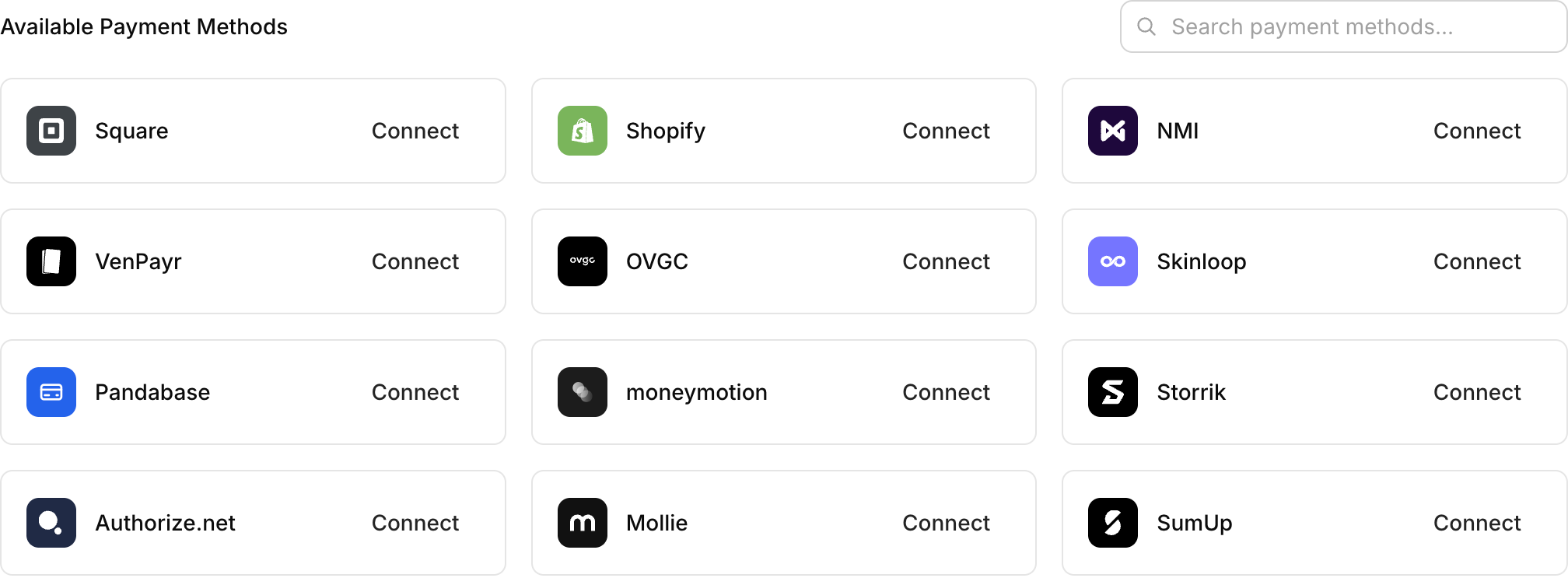 Skinloop under Available Payment Methods in Komerza