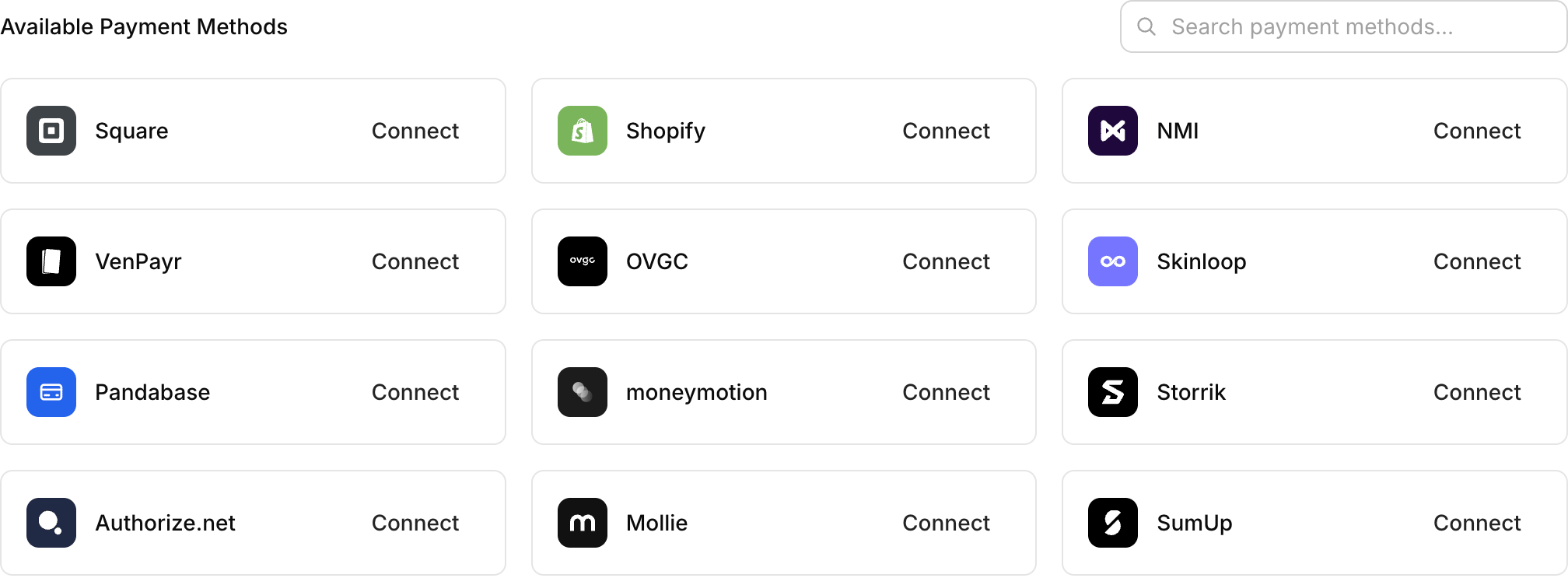 Skinloop under Available Payment Methods in Komerza
