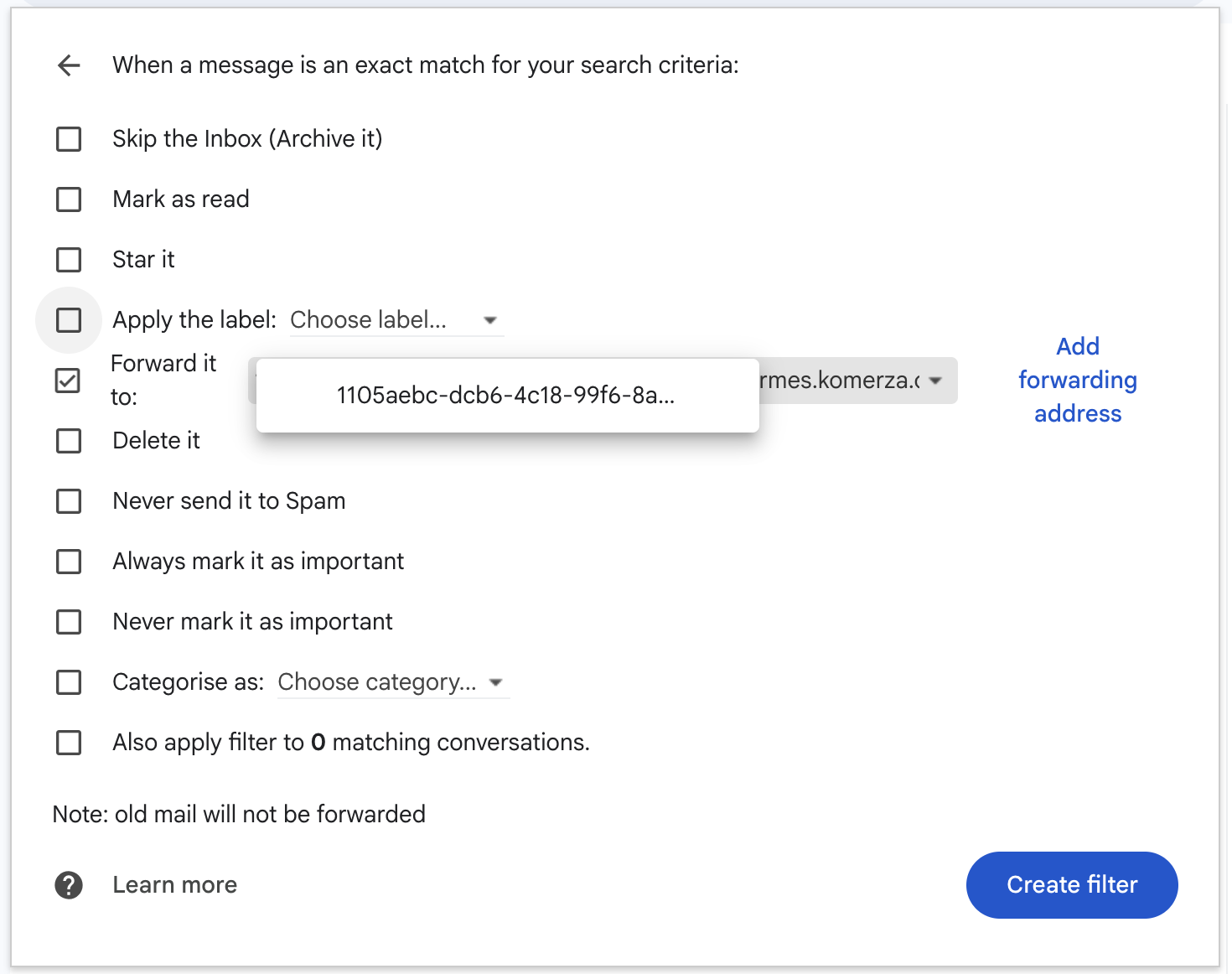 Create Filter Step 2