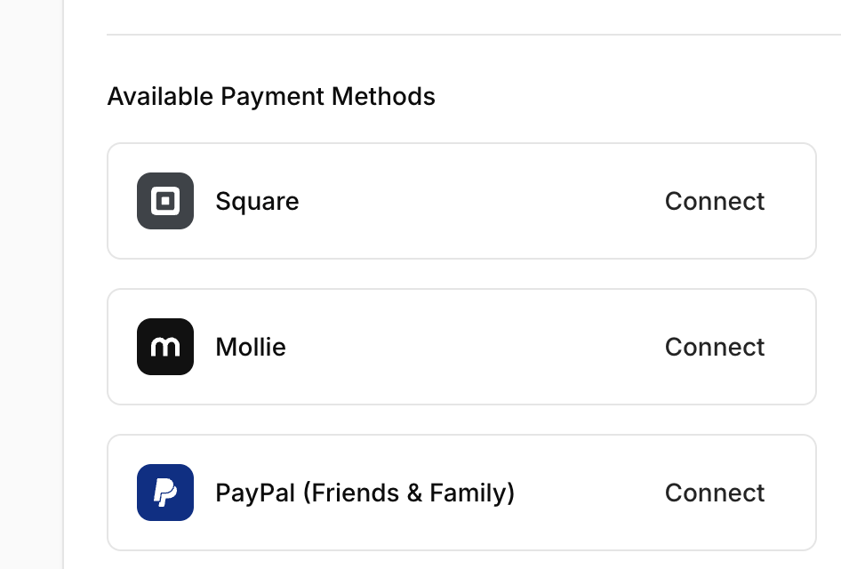 Connect PayPal in Dashboard