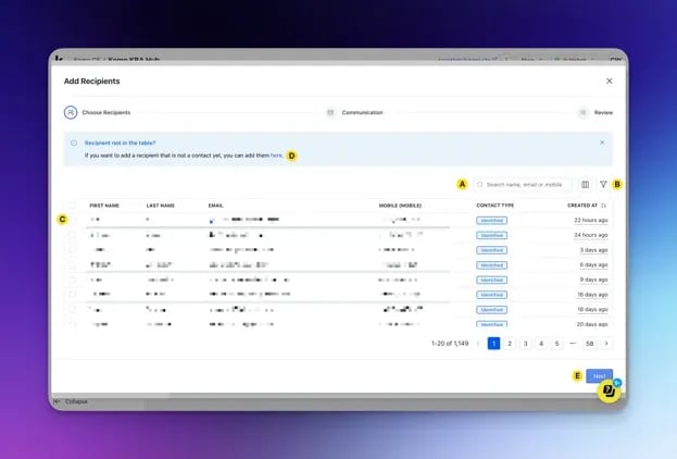 Surveys: step 6 — Step 6: Add survey Recipients and Communications (Optional)
