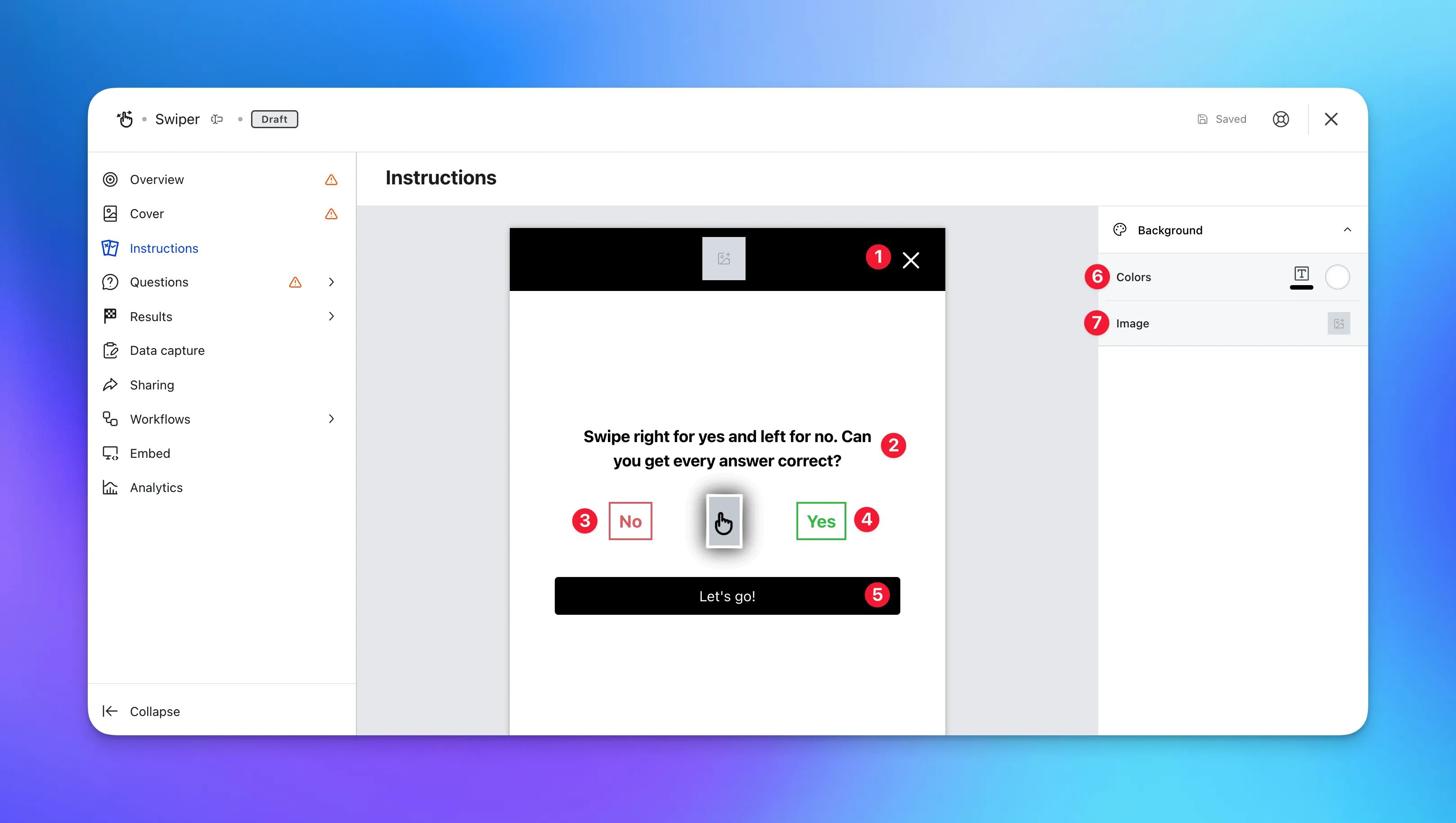 Swiper: step 3 — Step 3: Edit the Instructions screen