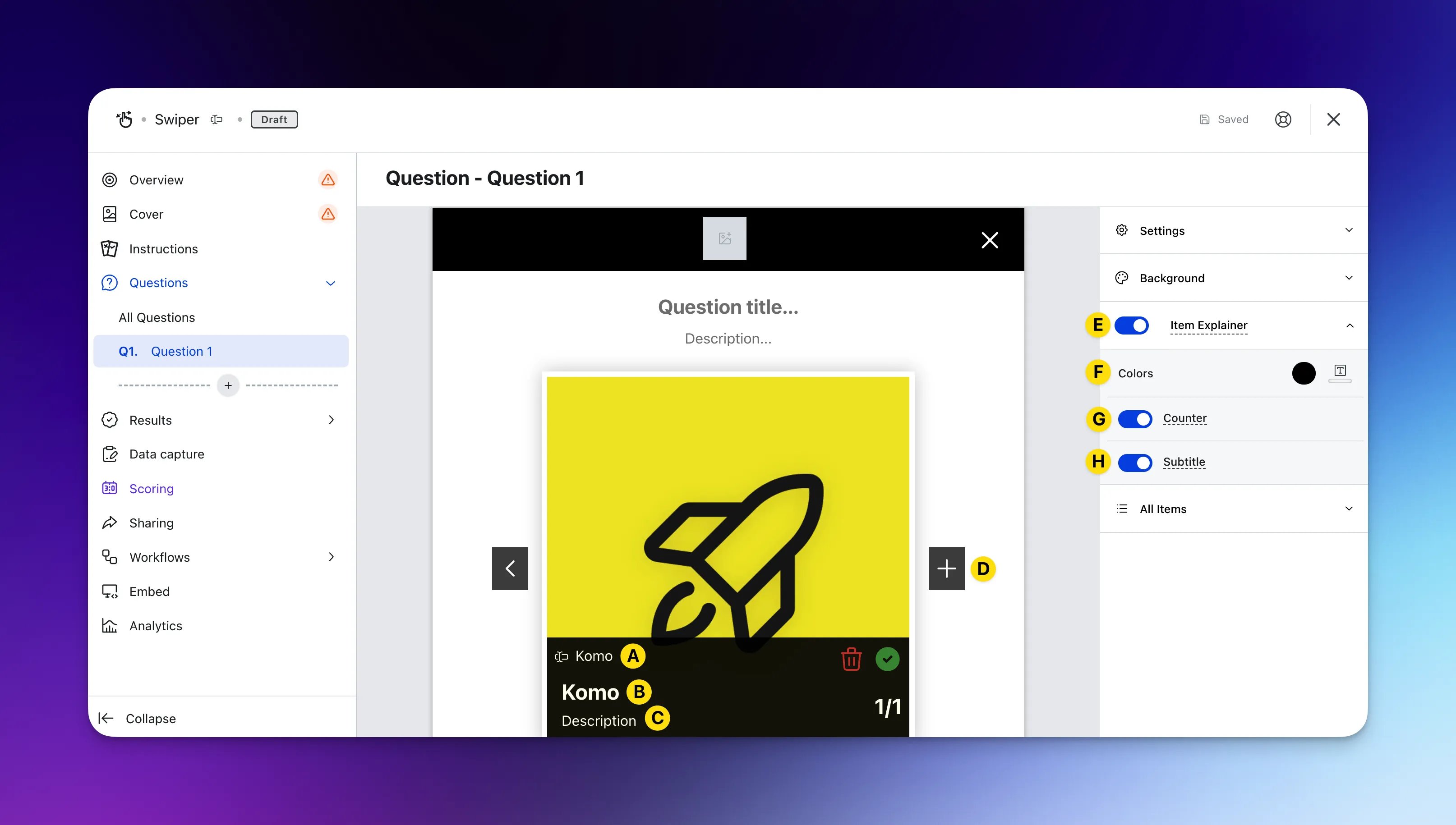 Swiper: step 3 — Step 4: Add your Question
