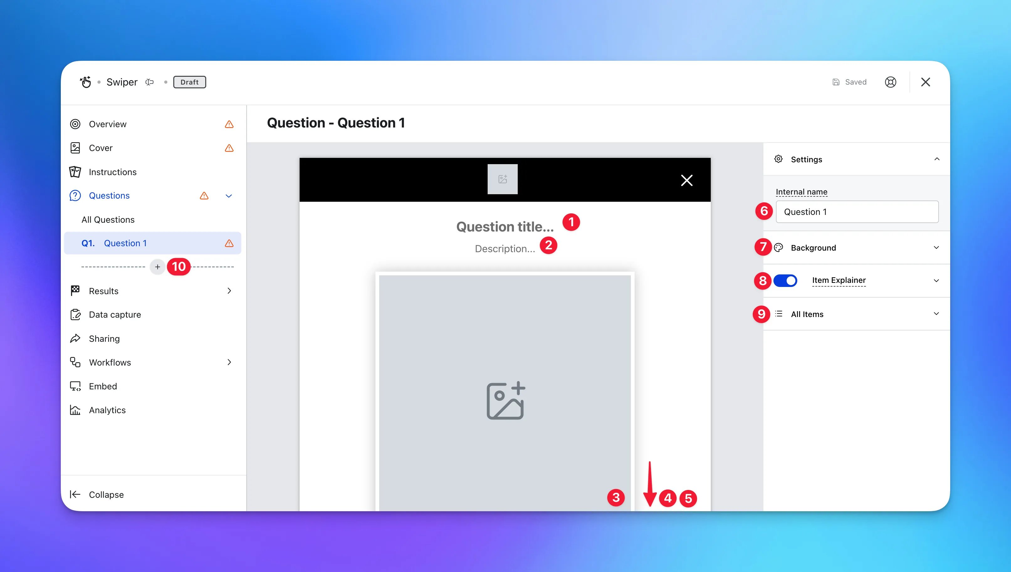 Swiper: step 4 — Step 4: Add your Question