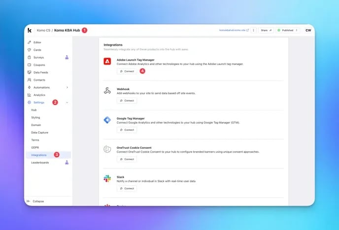 Integrations & Tag Management: how do I set up an in-built integration?