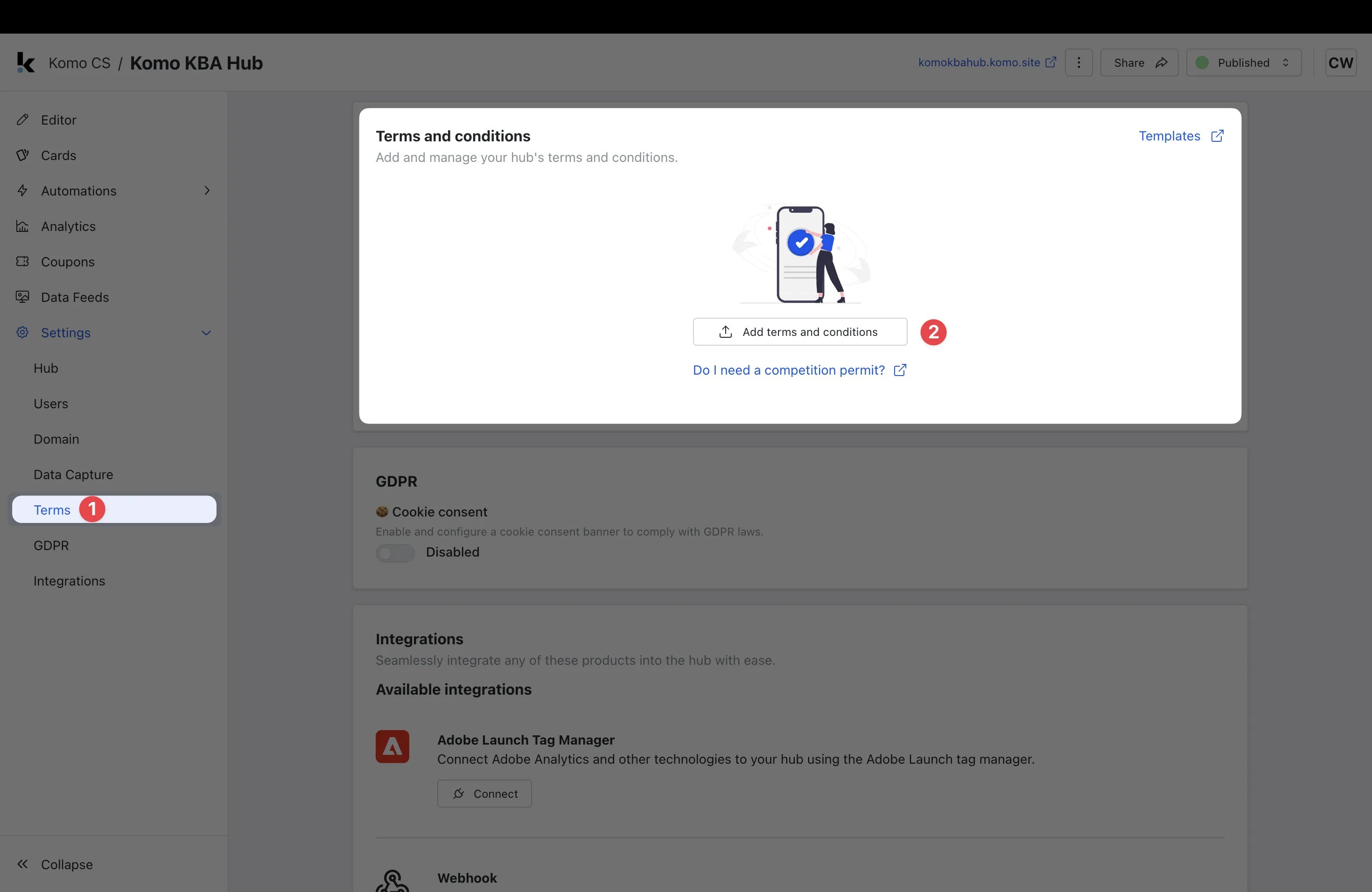 Terms & Conditions: step 3 — Step 3: Upload your T&Cs