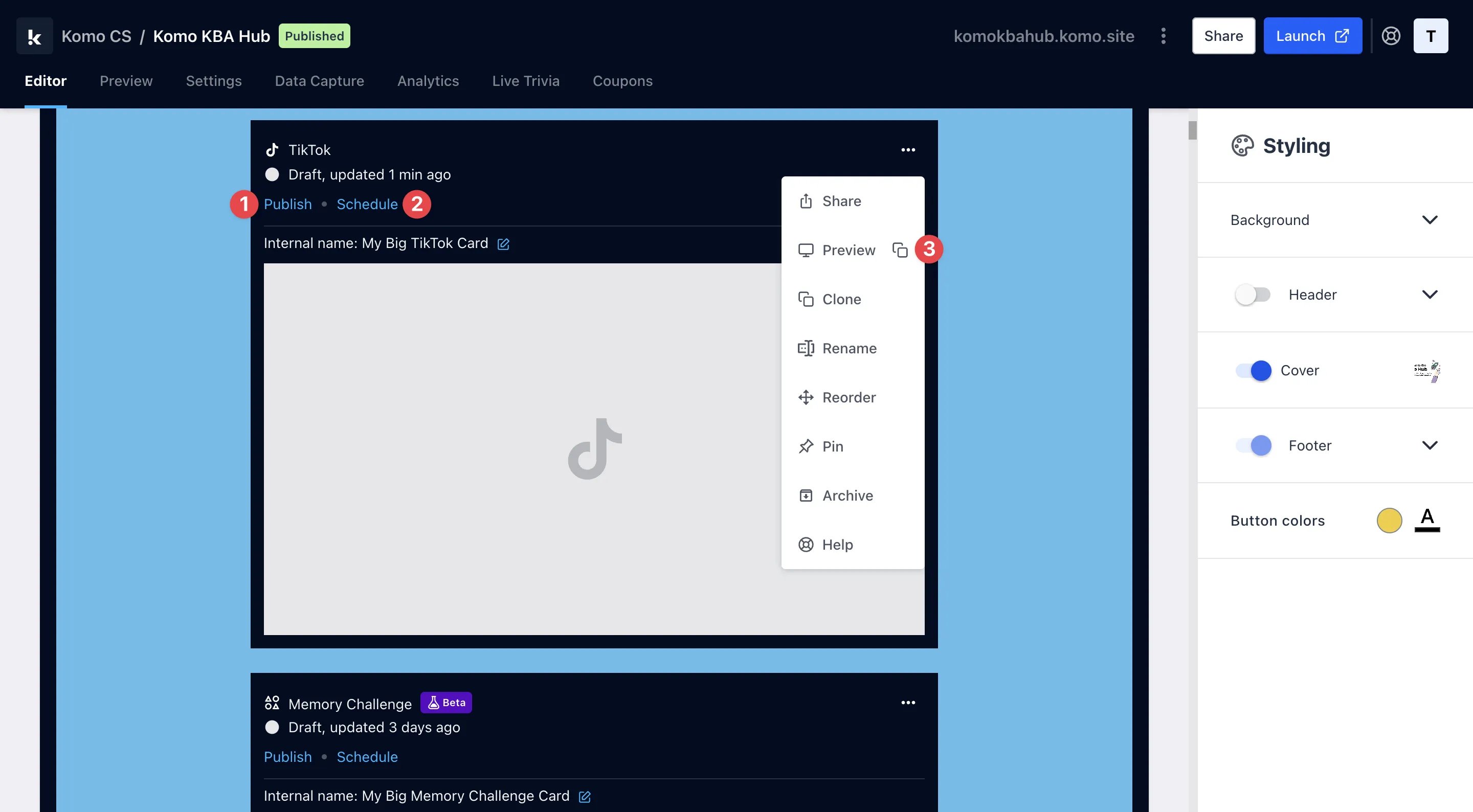 TikTok Card: step 3 — Step 3: Publish your card