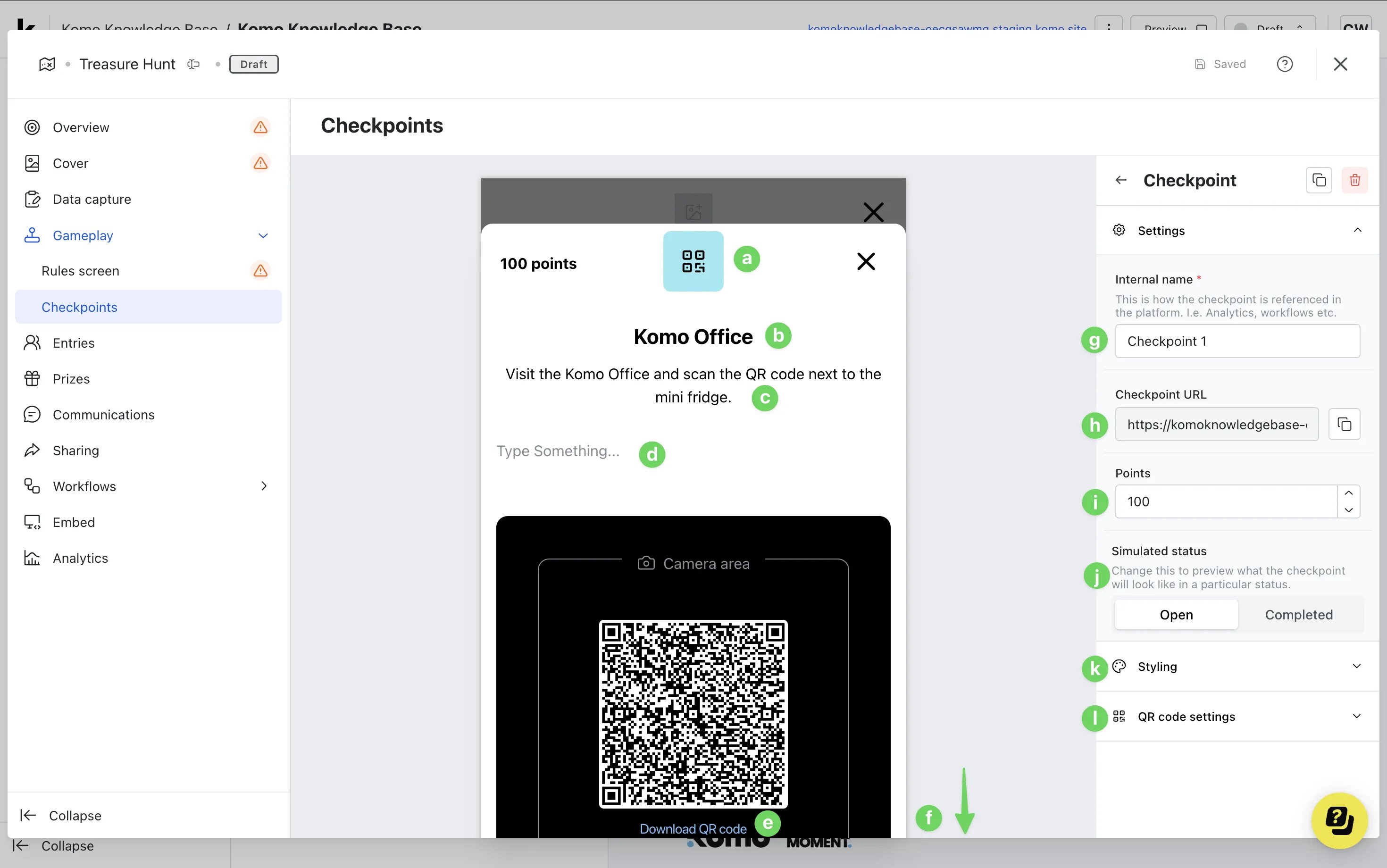 Treasure Hunt: option a — Step 5: Create your QR code Checkpoints