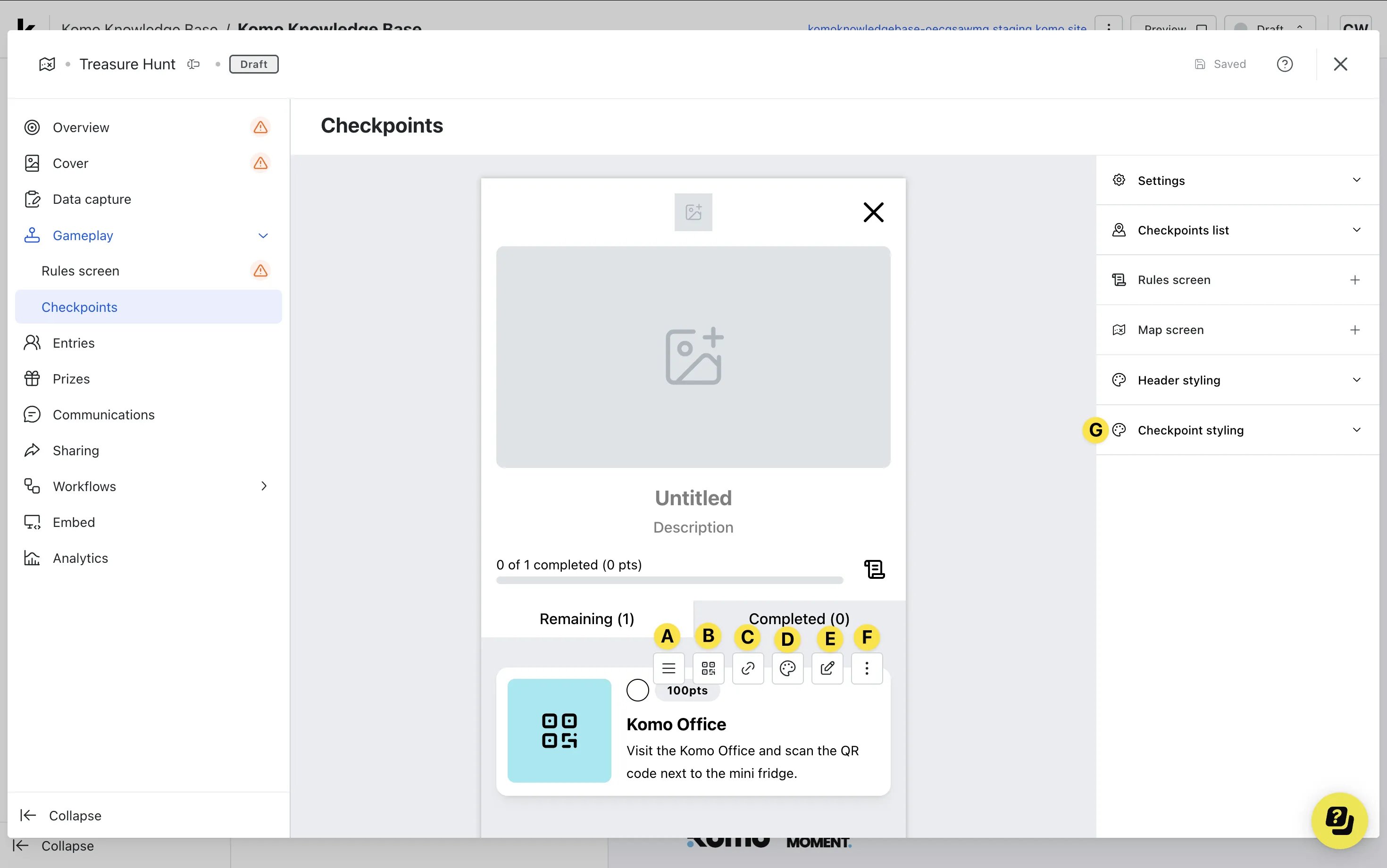 Treasure Hunt: option a — Step 5: Create your QR code Checkpoints