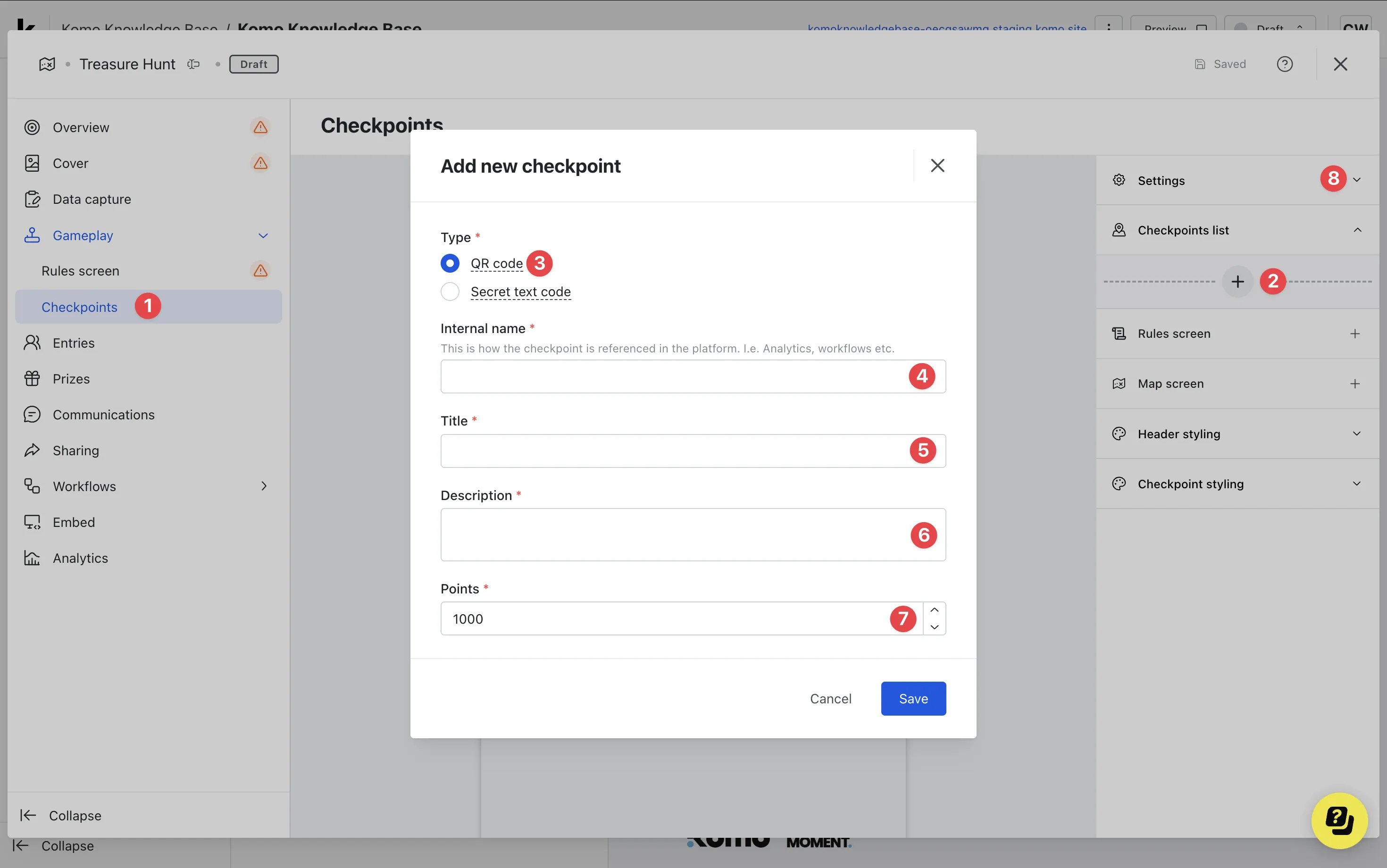 Treasure Hunt: step 5 — Step 5: Create your QR code Checkpoints