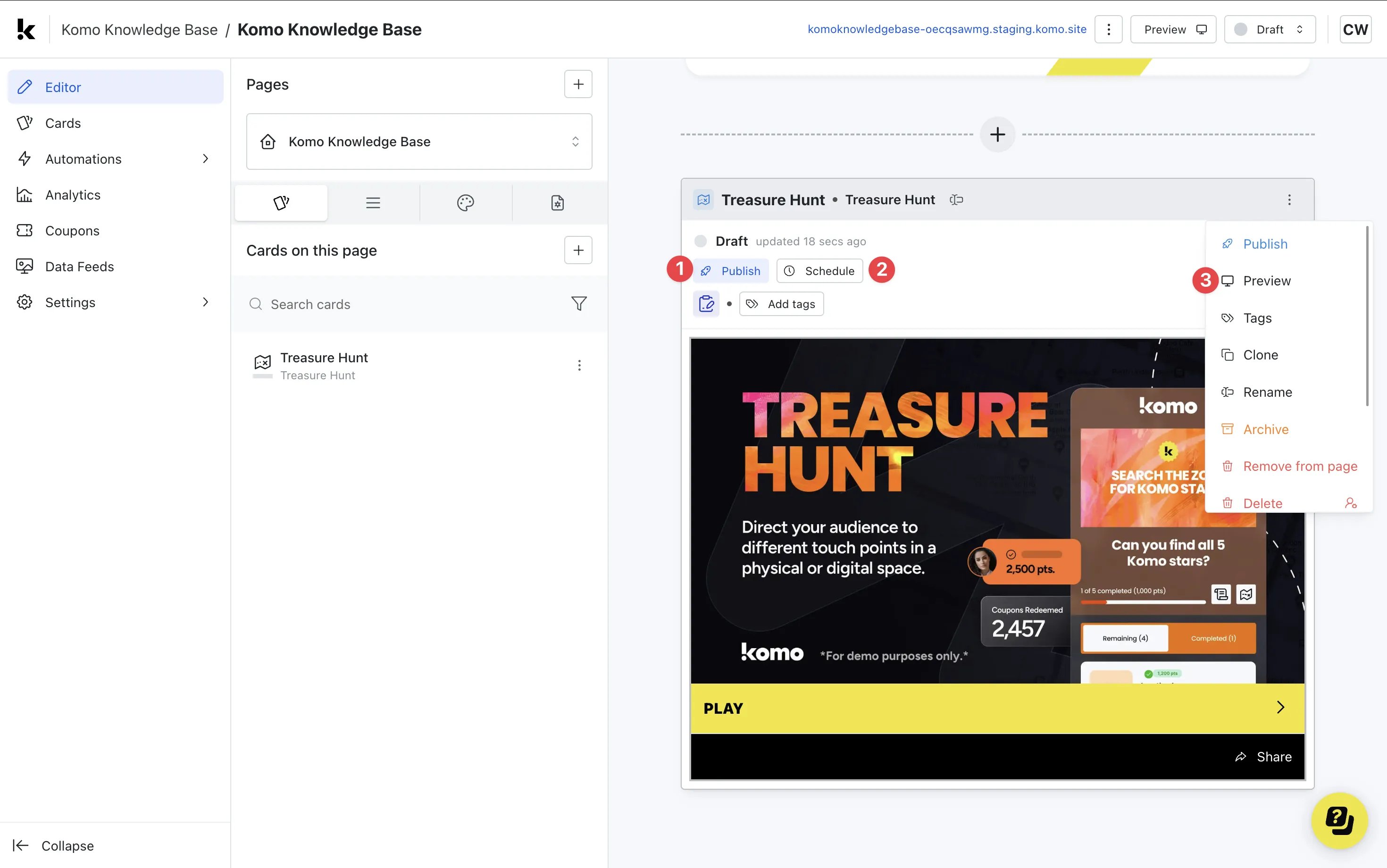 Treasure Hunt: step 9 — Step 9: Publish your card