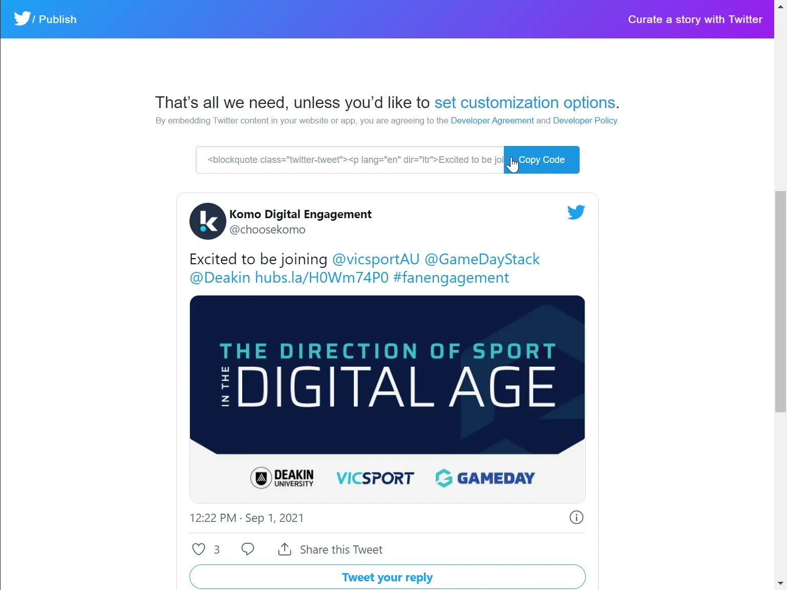 Twitter Card: step 2 — Step 2: Paste the link to the card